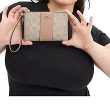 Coach Brand Logo Women Clutch Wallet - Sandy Yellow With Grayish Brown CW854SVPWH - View 2