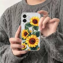 1个极简向日葵、叶子和植物图案全覆盖透明TPU防指纹手机壳，兼容 16 Pro Max/16/16 Pro/16 Plus/11/15/15 Pro/15 Pro Max/12/13/14 Pro Max/XS/XR/11 Pro/11 Pro Max/12 Pro/12 Pro Max/13 Pro/13 Pro Max/7 Plus/14 Pro/14 Pro Max/14 Plus/7 Plus/8 Plus/8/SE2/12 Mini/13 Mini，耐用防黄变硬壳 - 彩色 - 查看 4
