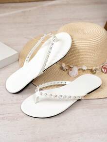 ¡Chanclas de perlas suaves! Crea instantáneamente una atmósfera de hada, perfectas para la playa y el uso diario - Negro - Ver 2