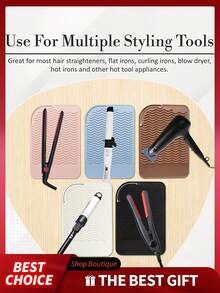 1pc Heat Resistant Mat Designed For Hair Styling Tools, Made Of Heat Resistant Silicone; Easy To Store And Carry, Also Serves As A Storage Bag For Hair Styling Tools. - Multicolor - View 9