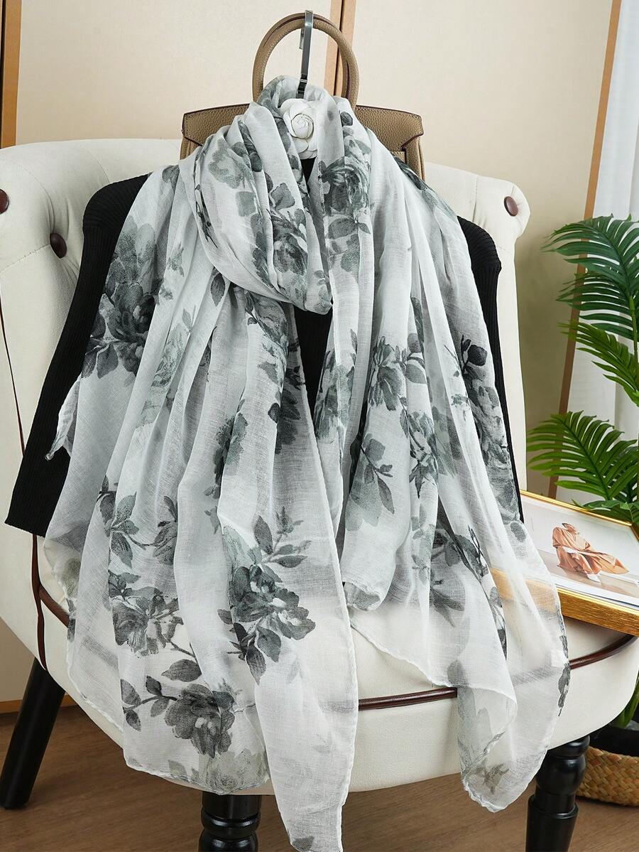 1 chiếc khăn choàng dài ngoài trời 80*180CM, khăn choàng in họa tiết thời trang mới, khăn quàng cổ sang trọng đa năng dành cho nữ. - Nhiều màu - Xem 1