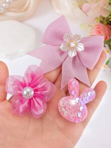 856pcs Macaron Color Hair Accessories Set For Girls, Including Assorted Glitter Butterfly Hair Clips, Fabric Rhinestone Flower & Bow Hair Clips, Pearl Flower Hair Clips, High Elastic Hair Ties, Suitable For Daily, Outing, Party - Multicolor - View 10