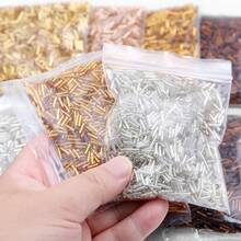 1/3 túi hạt cườm thủy tinh hình ống 4x1/6x1mm, màu vàng và bạc, dùng để làm đồ trang sức thủ công, thêu, vòng tay, vòng cổ, bông tai. - Hạt hình ống dài - Xem 6