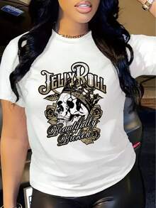 Elegante Camiseta Minimalista de Manga Corta para Mujer, Ajustada y Delgada para el Verano - Blanco - Ver 1