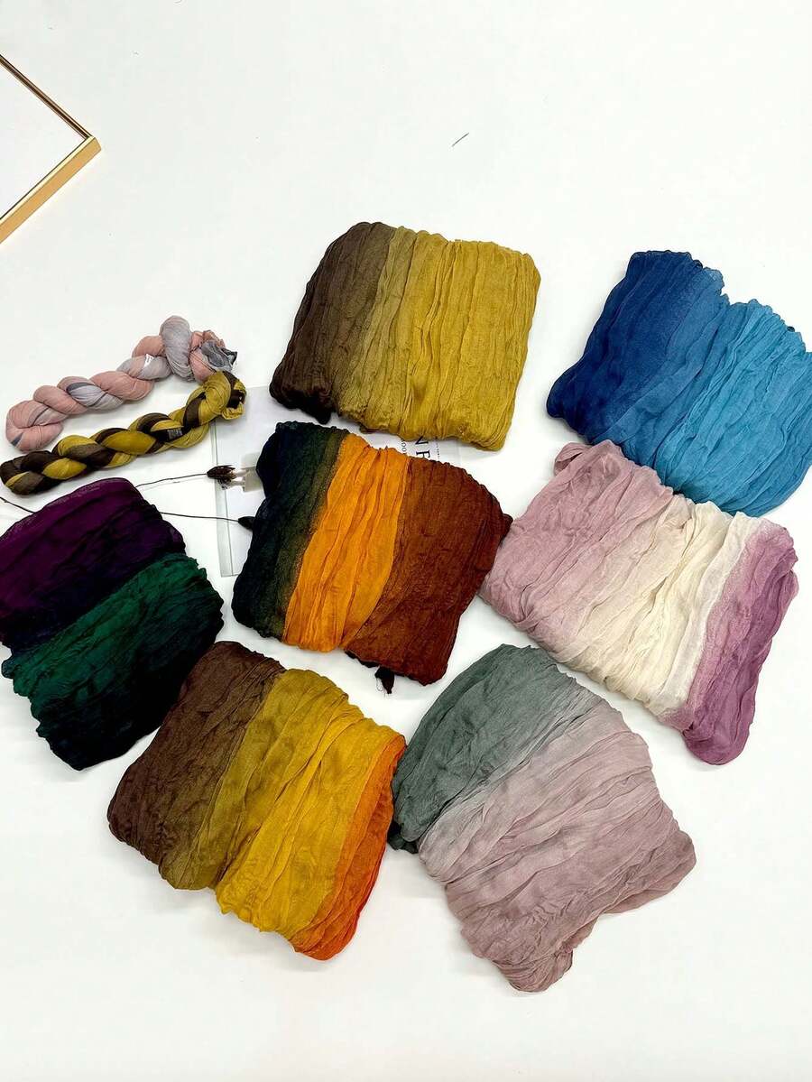 1pc Fashion Pleated New Floral Colorblock Scarf, Autumn/Winter Stylish Decorative Shawl - Multicolor - View 1