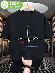 2026Camiseta de algodón negra con diagrama de latido cardíaco ECG, estampado de ciencias médicas para hombre y mujer, ropa casual, ropa de gimnasio y fitness2026 - Negro - Ver 10