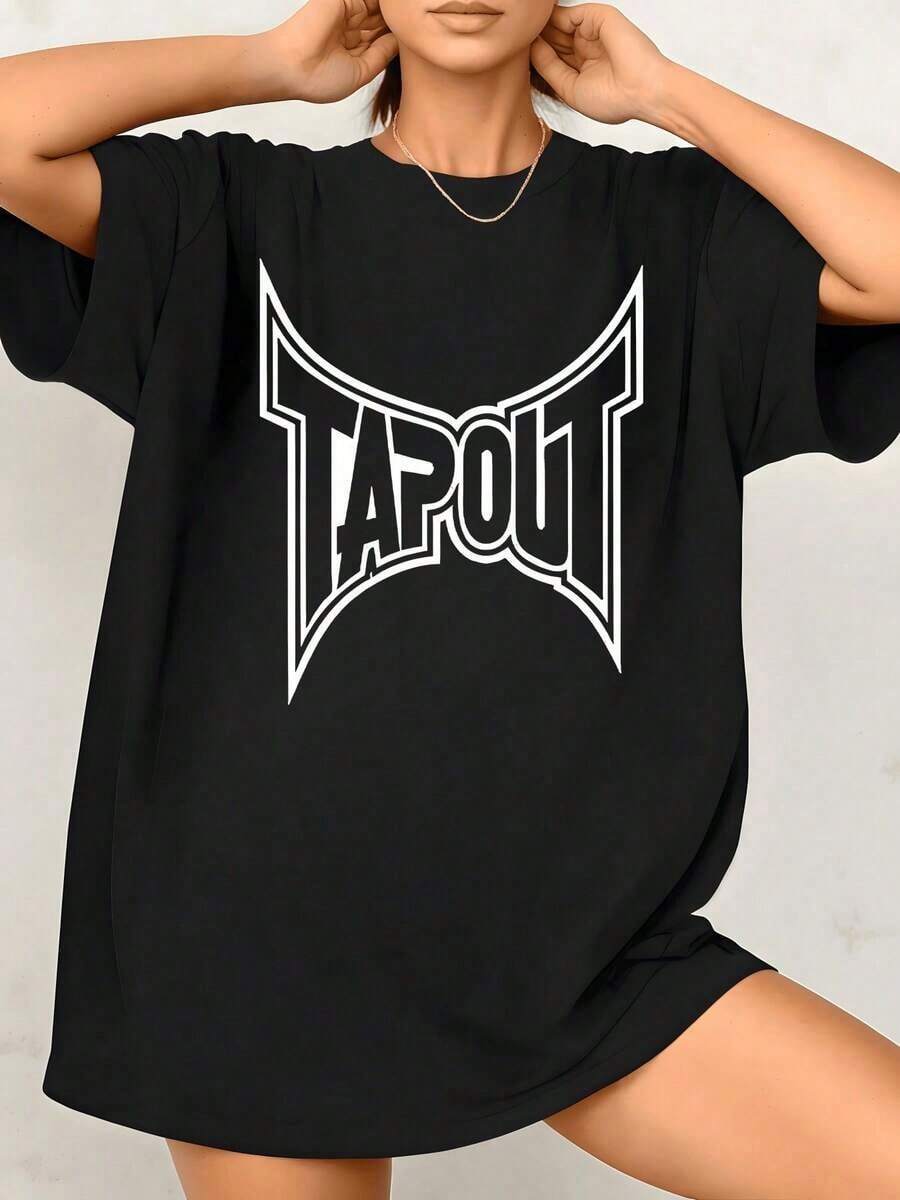 Women's Graphic Print Sports T-Shirt, Casual, Comfortable, 100% Cotton, Crew Neck, Short Sleeve, 1 Piece. Excellent Gifts For Friends And Family, Loose Fit, Everyday Wear, Basic Style. - 黑色 - 查看 1