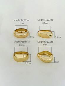 3pcs Unique Bangle Set, Gold Color Wide Cuff Bracelets, Luxury Elegant Style Bangles For Women - Yellow Gold - View 7