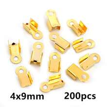 200pcs Cove Clasps Cord End Caps String Ribbon Leather Clip Tip Fold Crimp Bead Connectors For DIY Jewelry Making Supplies - Crod End - View 17