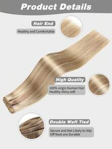 SUYYA 18/613 灰金色挑染漂金 22英吋 100g 縫接真人髮束 直髮 Remy Hair - S18/613 - 查看 4