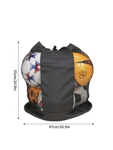 1pc Large Capacity One Shoulder Ball Bag, Thickened & Enlarged Sports Ball Storage Mesh Bag - Black - View 14
