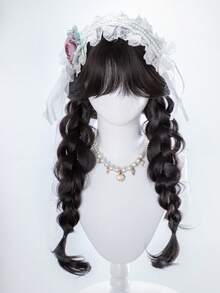 alicegarden Peluca sintética de 30 pulgadas de largo con un estilo ondulado natural en un impresionante negro-marrón. Diseñada con flequillo, esta pieza de cabello postizo es perfecta para el uso diario de la Sra., ofreciendo una peluca natural y duradera como regalo para las damas. (Sin accesorios) - Marrón oscuro - Ver 5