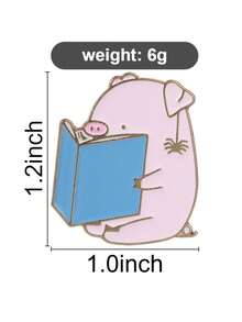 Immersive Reading Pig Enamel Pin Pink With Book Design Suitable For Introverted Bookworms Daily Wear Classroom Decor - Multicolor - View 8