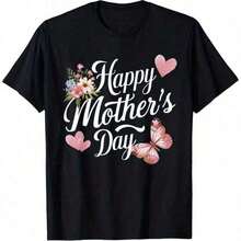 1 PcsWomen's Casual Round Neck Short Sleeve T-Shirt With 'Nope Not Today' Slogan Print, Mom Fitted Top180g Cotton 100% - 黑色 2 - 查看 1
