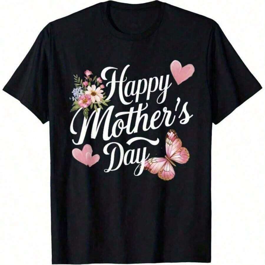 1 PcsWomen's Casual Round Neck Short Sleeve T-Shirt With 'Nope Not Today' Slogan Print, Mom Fitted Top180g Cotton 100% - 黑色 2 - 查看 1