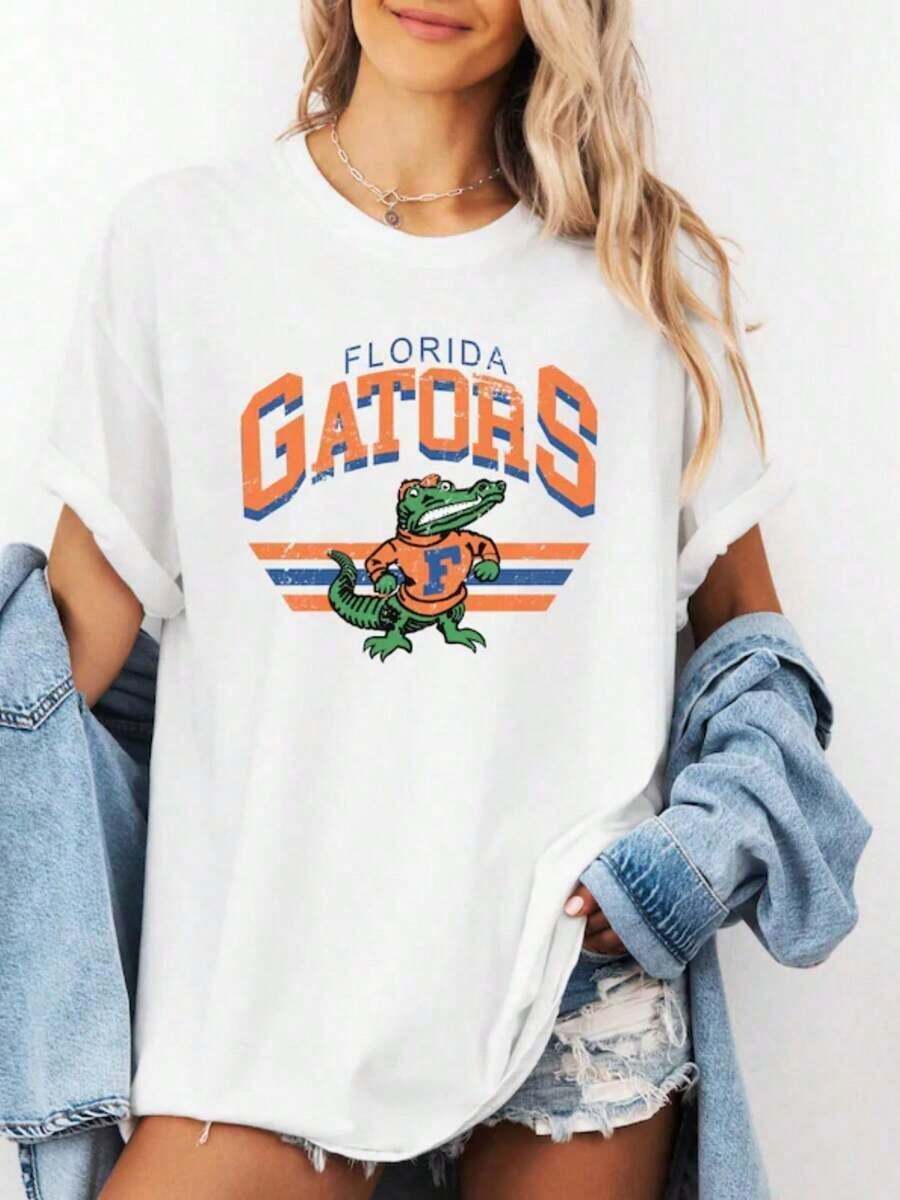 Suave Vintage Florida Gator Sweatshirt Retro Mascot Graphic3 (2), blusas casuales, playeras de mujer algodon - Blanco - Ver 1
