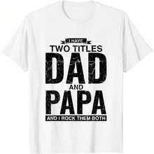 [100% Cotton] Cool Dad And Papa Double Title T-Shirt For Awesome Dads Father's Day Gift Men's Clothing Casual Graphic Short Sleeve Cool Double Title Cotton T-Shirt YGNQ ICAZ - 白色 - 查看 11