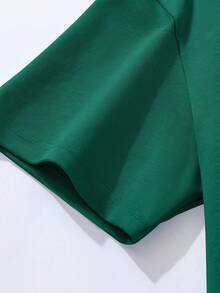 Camiseta de manga corta de talla grande para mujer , nueva ropa de verano popular para mujer de talla grande, corte holgado, 100% algodón puro, suave - fácil de usar, lavar y cuidar. - Verde Oscuro - Ver 4