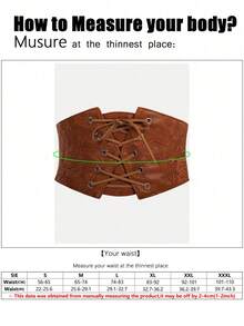 1pc Women's Brown Punk Gothic Retro Vintage Style Lace Rose Pattern Waist Belt, Suitable For Dresses, Sweaters, Shirts, Daily Wear, Stage Performance, Music Festival, Party - Brown - View 5