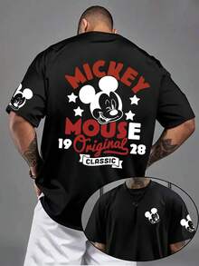 Disney Classic Mickey Mouse 1928 Original Classic Retro Graphic T-Shirt, Vintage Red And White Letter Star Back Print Short Sleeve Shirt, Black Timeless Crew Neck Casual Top, Double-Sided Matching Mickey Head, Arm, And Leg Mini Print Details, Soft Skin-Friendly Breathable Premium Cotton, Reinforced Seams For Durable Daily Wear, Casual Street Vacation Everyday Outfit, Family Couple Matching Outfit, Iconic Disney Vintage Cartoon Character-Centered Design, Nostalgic Retro Visual Style For Teens And Adults On Daily Occasions, Casual Meetings, Outdoor Activities, And Comfortable, Durable Everyday Styling - màu đen - Xem 1