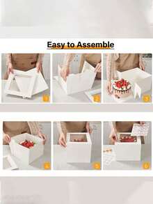 6 piezas/1 pieza Caja de embalaje para pasteles con ventana, Caja de pasteles 3 tamaños: 8 pulgadas/10 pulgadas/12 pulgadas, Adecuada para el Día de San Valentín, fiestas y otras festividades, Caja de embalaje con ventana transparente - multicolor - Ver 3