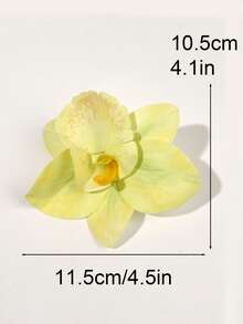 2件/組 春夏白色與黃色仿真3D蘭花與蝴蝶夾式髮夾，優雅波西米亞海灘度假穿搭配件，時尚派對頭飾，髮爪夾，髮夾 - 彩色 - 查看 3