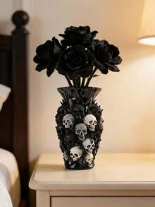 Bình hoa hình đầu lâu pha lê sang trọng, bình hoa nhựa màu đen phong cách Gothic, đồ trang trí nhà cửa cao cấp màu tối, vật trang trí phòng ngủ/phòng khách theo phong cách Gothic, đồ trang trí theo phong cách Gothic, món quà lý tưởng cho những người yêu thích thẩm mỹ Gothic. - A - Xem 9