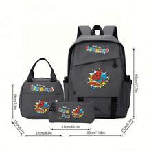 Miniso Bộ 3 món Marvel The Amazing Spider-Man POW! màu xám gồm ba lô, túi đựng laptop, túi giữ nhiệt và hộp đựng bút, thích hợp cho văn phòng, học tập và du lịch. - Xám - Xem 5