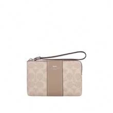 Coach Brand Logo Women Clutch Wallet - Sandy Yellow With Grayish Brown CW854SVPWH - View 1