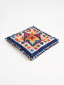 1 Stück Boho Mosaik Bodenkissen 43x43cm Dickes weiches Sitzkissen für Innen und Außen - Blau - Übersicht 1