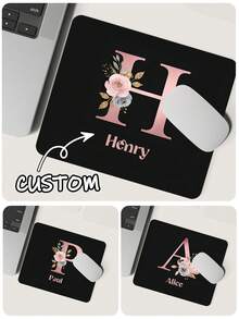 Customized Mouse Pad, Suitable For Office, Gaming Or Home Computer Use, Perfect Gift For Christmas And Halloween, Laptop Computer Gaming Mouse Pad, Premium Desk Mat For PC Laptop Computer Mouse, Rose Gold Letter Print Pattern - Multicolor - View 1