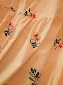 Blusa de gasa estampada con mangas cortas para mujer talla grande, camiseta casual de apertura frontal para vacaciones, versátil para primavera y verano - Multicolor - Ver 4