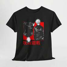 1PC GETO & GOJO Tee JJK |   Japanese Martial Arts Graphic Shirt Summer Outfits For Women Vacation Outfits Women Summer Summer Clothes Going Out Outfits - 黑色 - 查看 6