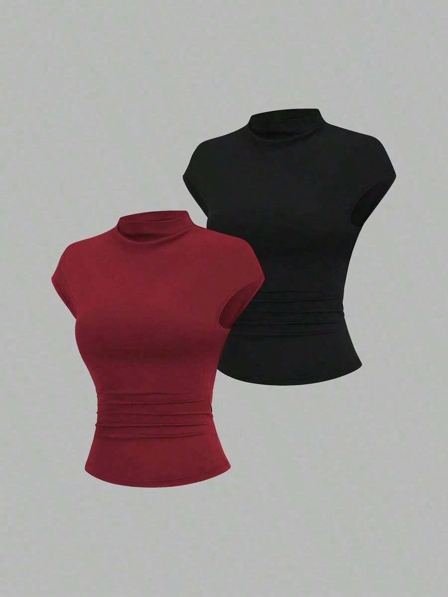 Nueva camiseta de unicolor para primavera/verano, minimalista y versátil, adecuada para ir al trabajo y uso diario - Multicolor 3 - Ver 1