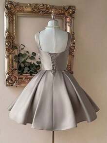 Vestido elegante, lujoso y noble de estilo palaciego con hombros abiertos, escote corazón sin tirantes, silueta de sirena, decoración de perlas falsas y bajo acampanado, adecuado para despedida de soltera, boda, graduación, vacaciones y fiesta de - Púrpura polvoriento - Ver 2