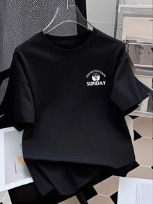 Women's Vintage Fashion Short Sleeve T-Shirt, Summer Cartoon Print Short Sleeve T-Shirt, Sheer Short Sleeve T-Shirt, Unique Niche Design, Loose Fit Top, Base Layer #3333 - 黑色 - 查看 2