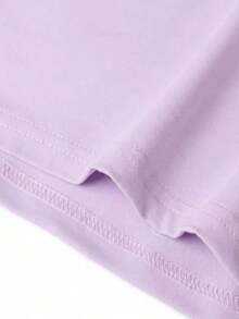 1 pieza Camiseta de mujer de manga corta y cuello redondo, suelta para el verano, con estampado temático de "Reina de Corazones" en vino tinto, adecuada para la oficina, salidas, uso diario, citas, fiestas, reuniones, ropa casual de calle en color rosa - Púrpura malva - Ver 6