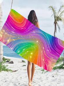 250g/m² Serviette de plage en microfibre super absorbante et séchage rapide, motif doré irisé, convient pour la plage, la piscine, le tapis de yoga, l'étole, les voyages d'été, le camping, la natation, le pique-nique - couleur - Voir 3