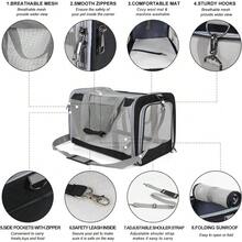 For Large Cats Of 20 Lbs, Collapsible Carrier Bag For Big Cat Or 2 Kittens,Soft Sided Puppy Carrier With Sturdy Travel Transport Strap, Adequate Ventilation, 4 Mesh Windows (Black) - 1 - View 5