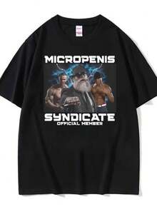 Blouses For Women Funny Meme Micropenis Syndicate Print T Shirts Men Women Fashion Casual Streetwear Oversized T-Shirt Vintage 100 Cotton T Shirt - 黑色 - 查看 1