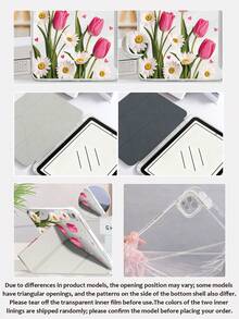 Ayotu 郁金香和雏菊平板电脑保护套，适用于 iPad Air 8 (M4) 2026 (11/13 英寸)、Air 11 英寸 M3 2025/M2 2024、Air 第五代 2022、(A16) 11 英寸第十一代 2025、Galaxy Tab、Kindle Paperwhite 第十二代 2024。透明背板，时尚图案保护套，支持自动休眠/唤醒功能，气囊保护，适合作为礼物和办公用品。 - 彩色 - 查看 6