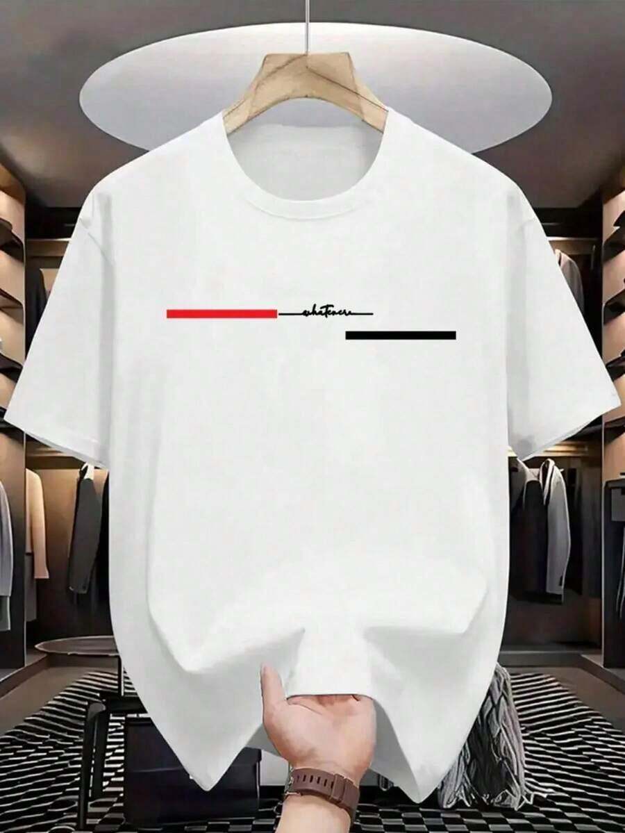Soft Soft Men's Crew Neck Short Sleeve T-Shirt. Casual Style With Modern And Comfortable Prints. For Men And Women, Couple Style, Short Sleeve T-Shirt With Pattern Print - 白色 2 - 查看 1
