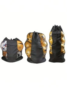 1pc Large Capacity One Shoulder Ball Bag, Thickened & Enlarged Sports Ball Storage Mesh Bag - Black - View 2