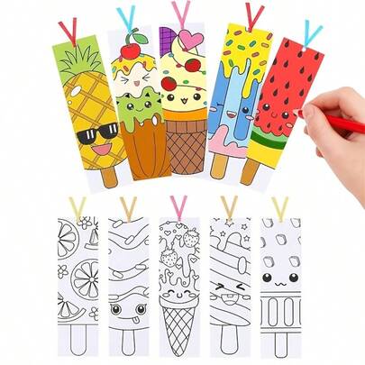 10 chiếc đánh dấu trang hình kem kèm ruy băng, đánh dấu trang trống để tự làm, thích hợp cho việc đọc sách, nhật ký, sắp xếp lớp học, thiết kế sống động, sản phẩm thủ công chất lượng cao, quà tặng cho người yêu sách.