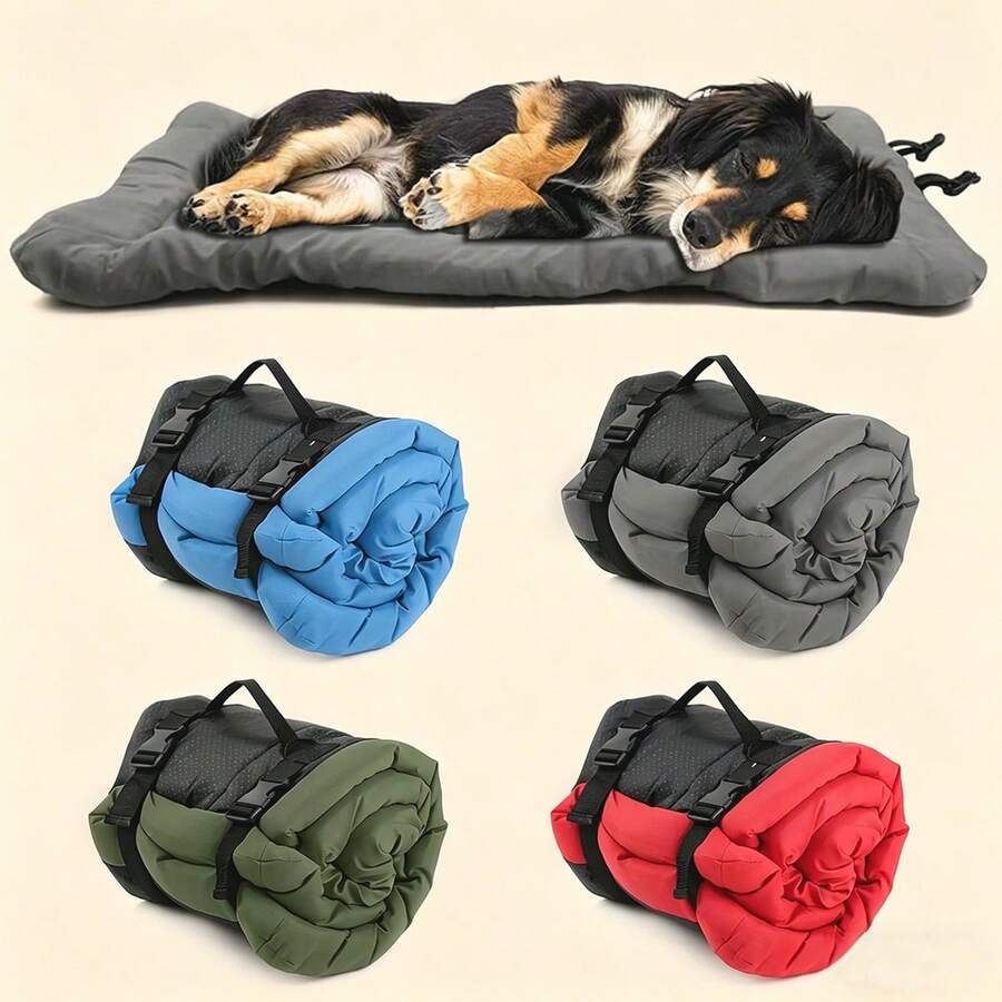 1 件便携式狗床垫，适合所有犬种，可卷起存放，旅行宠物垫，柔软聚酯纤维材质，适合室内外使用。