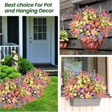 6PCS Artificial Plants Outdoor,Artificial Flowers UV Resistant Fake Flowers,Fake Plastic Faux Flowers For Porch Window Box Home Garden Decor - Color Mixing - View 2