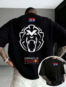 High-Quality Men's T-Shirt Made Of 100% Pure Cotton With A Double-Sided Print. This R-E-D Bull Street-Style Racing Pattern T-Shirt Is Perfect For Outdoor Sports, Making It An Ideal Gift. It Features A Casual Street Style, Is Machine Washable, And Is Suitable For Both Men And Women. It's Ideal For Outdoor Activities And Is A Popular Summer T-Shirt For Everyday Wear. - Tối tăm - Xem 1