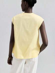 Ontre 2026SS Nueva Blusa para Mujer, Tejido Tejido, Estilo Urbano Elegante Casual, Moda Minimalista para Ir al Trabajo - Amarillo - Ver 3