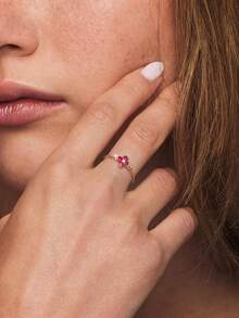 1pc 925 Sterling Silver Adjustable Flower Ring, Birthday Gift, Romantic Ring For Women - Flowers - View 5