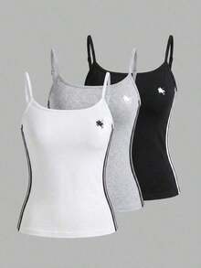 Chaleco de tirantes bordado casual y multicolor para mujer en verano - Multicolor 2 - Ver 1